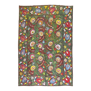 Colorful Suzanni Embroidery rug no. 9582 For Sale