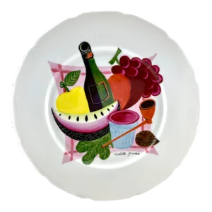 1950s Signed Colette Gueden Hand Painted Cabinet Plate 12.5" - France