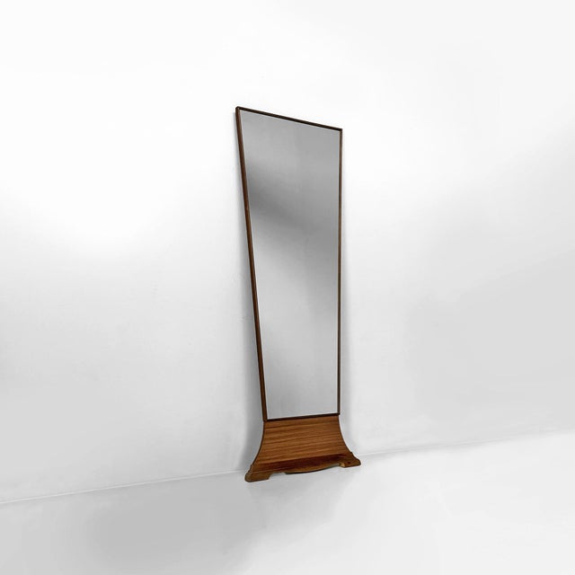 Italian mid century modern floor-standing mirror with wooden frame, 1960s Full-length floor-standing mirror with a...