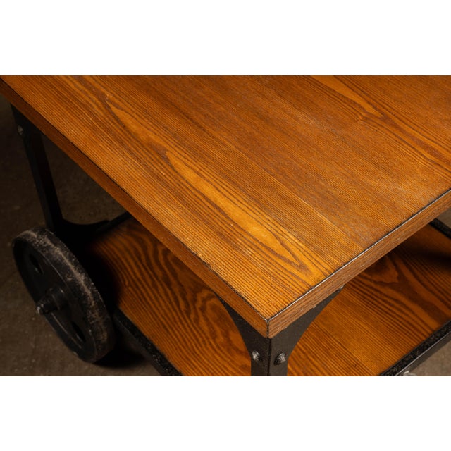Wood Late 20th Century Contemporary Industrial Style Steel Side Table For Sale - Image 7 of 8