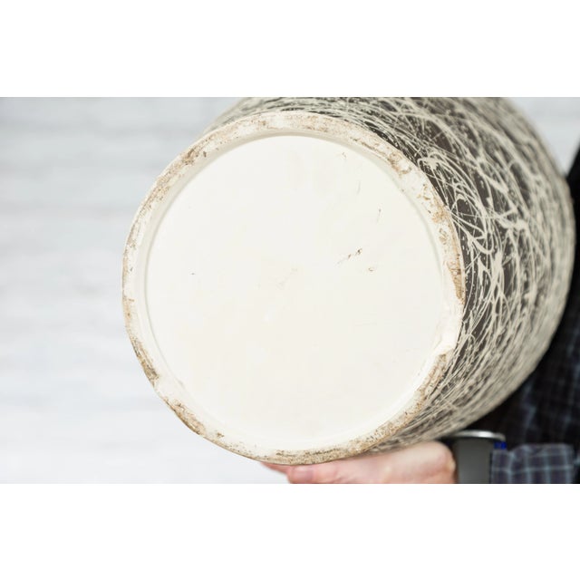 Gray Contemporary Tall Artisan Prem Collection Black Neck & White Dripping Décor Vase For Sale - Image 8 of 13