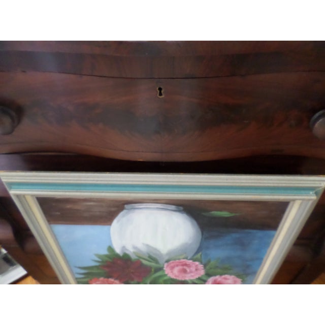 Wood Mid 20th Century Still Life Vase of Flowers Oil Painting, Framed For Sale - Image 7 of 10