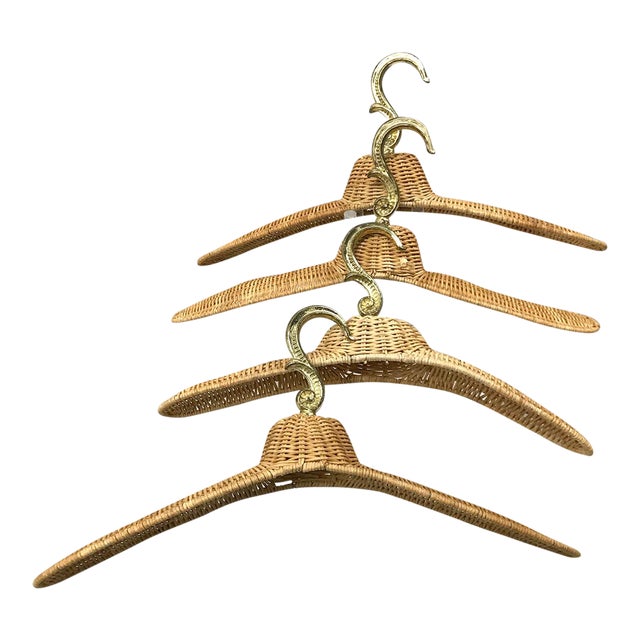 Vintage Rattan Coat Hangers — Set of 4 For Sale
