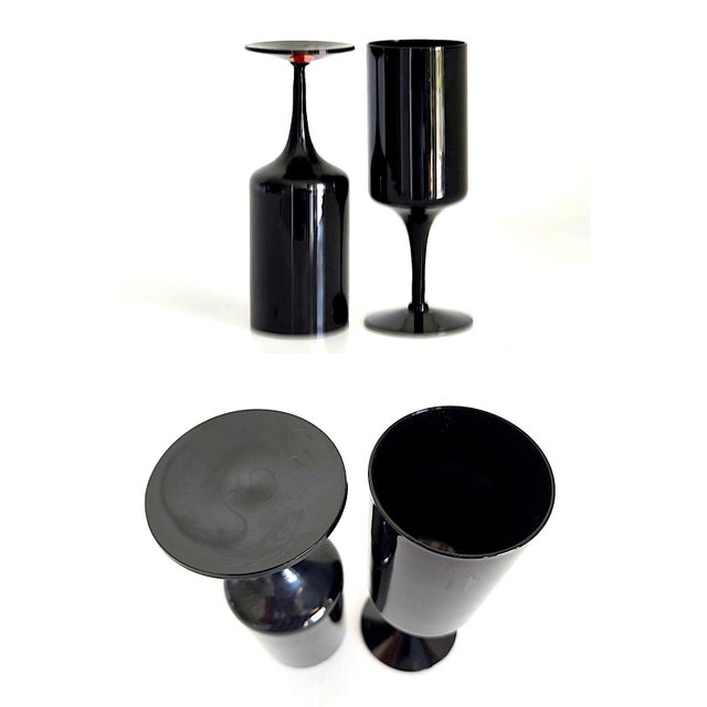 1970s Water Goblets in Nocturne Black by Seneca Glass, Set of 6 For Sale In Miami - Image 6 of 15