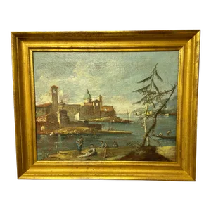 19th Century Italian Oil on Canvas Painting, Style of Guardi
