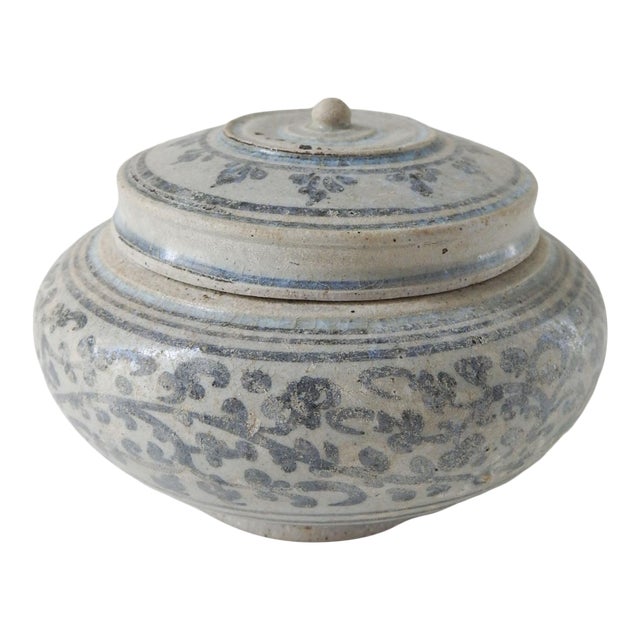 Antique 16th Century Asian Painted Covered Jar For Sale