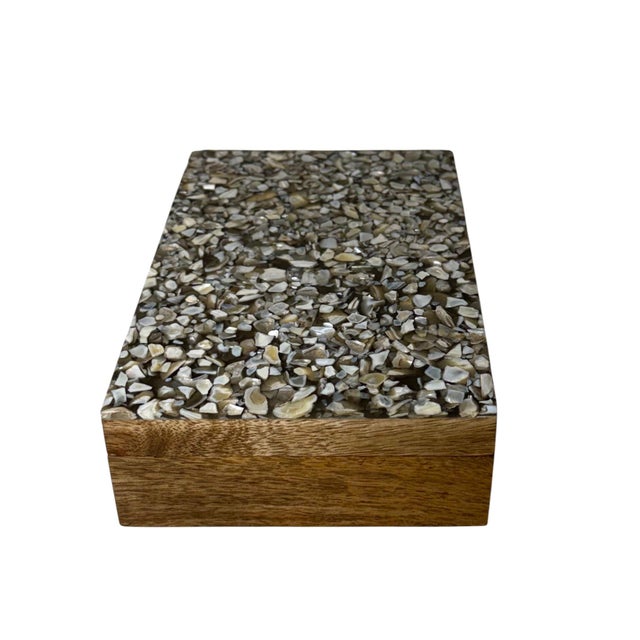 Mid-Century Modern Vintage Maitland Smith Mother of Pearl and Bleached Wood Decorative Box For Sale - Image 3 of 13