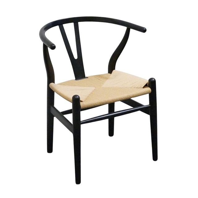 FOUR HANDS Grass Roots Collection Solid Teak Wishbone Back Dining Arm Chair w. Rush Seat 29" High 19.5" Wide 21.75" Deep...