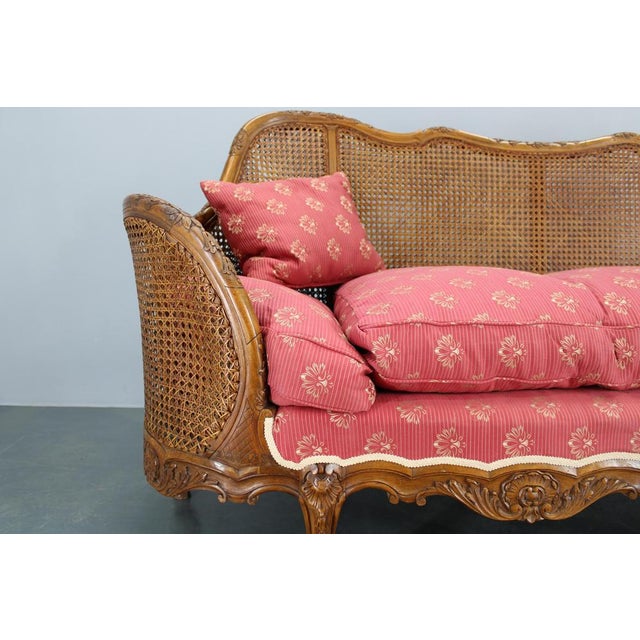 Antique Carved Sofa with Cane Sides, 1900 For Sale - Image 4 of 18