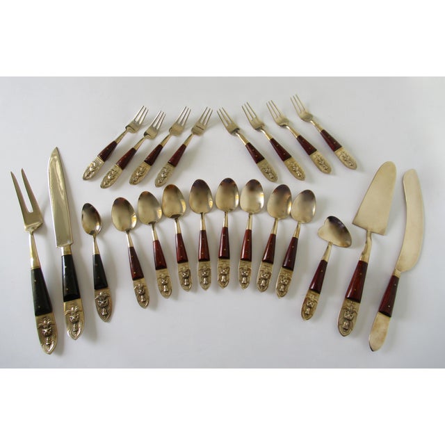 Vintage Asian Siam Brass & Rosewood Flatware Service 26 Pieces Chairish