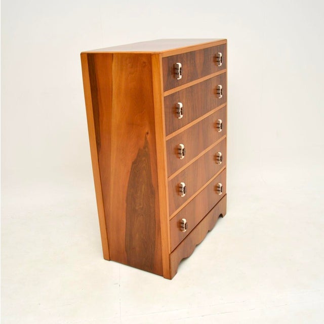 Art Deco Figured Walnut Chest of Drawers, 1930s For Sale - Image 4 of 11