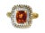 14K Yellow Gold Orange Citrine Champagne Diamond Cocktail Ring. This elegant estate ring features a natural emerald-cut...
