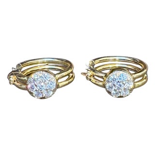 1.6 Carat Diamond VS Quality Hoop Earrings Women , 18 Karat Yellow Gold 8.8 Gm For Sale