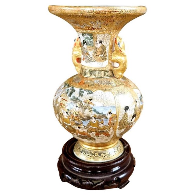 Antique Meiji Japanese Satsuma Porcelain Vase with Stand For Sale - Image 13 of 13