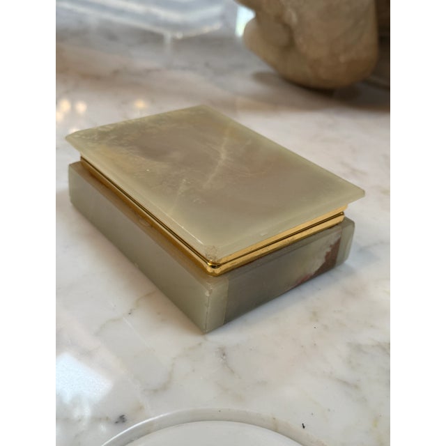 1960s Italian Onyx and Brass Jewelry Box With Velvet Lining, 1960 For Sale - Image 5 of 8