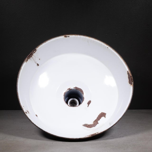 Green Benjamin 16" Enameled Porcelain Green Industrial Pendant Lights c.1950-Set of Two For Sale - Image 8 of 11