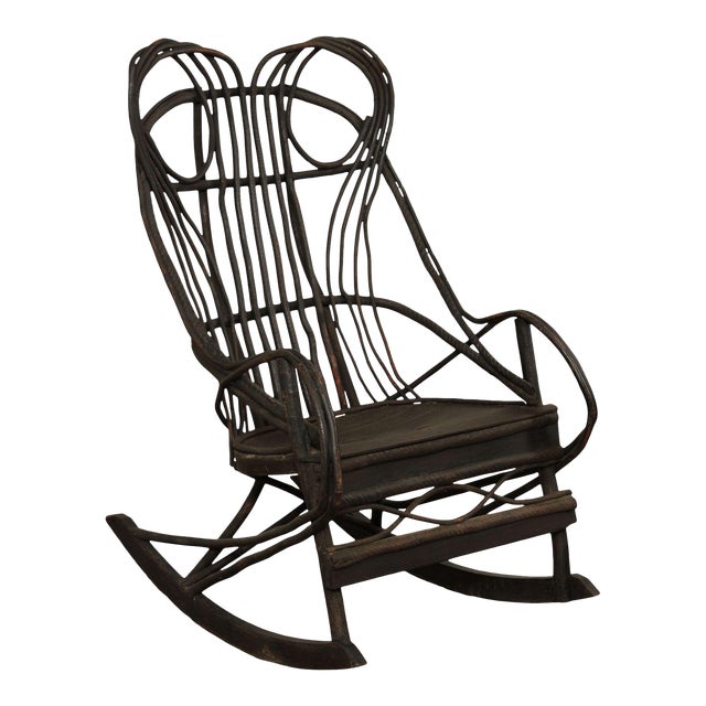 Antique Rustic Old Willow Bent Wood Rocker, Rocking Armchair Chairish