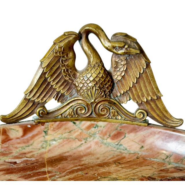 An elegant French marble tray dating to circa 1920s. Crafted from beautifully veined marble and accented with finely...