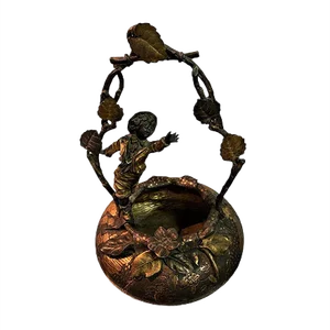 Antique Basket with Carving of a Boy