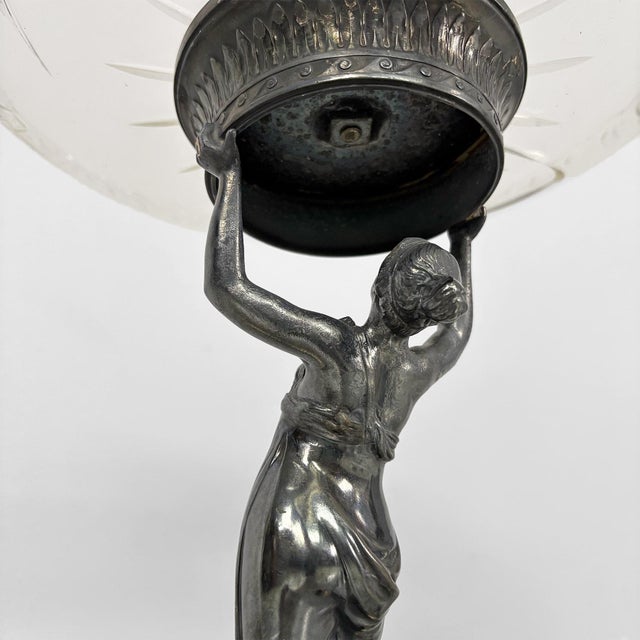 Art Nouveau Italian Silver-Plated Metal and Glass Sculptural Centrepiece, 1930s For Sale - Image 15 of 16