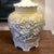Celadon 1970s Chinoiserie Relief Porcelain Celadon-Cream Table Lamp With Floral Motif & Textured Shade For Sale - Image 8 of 8
