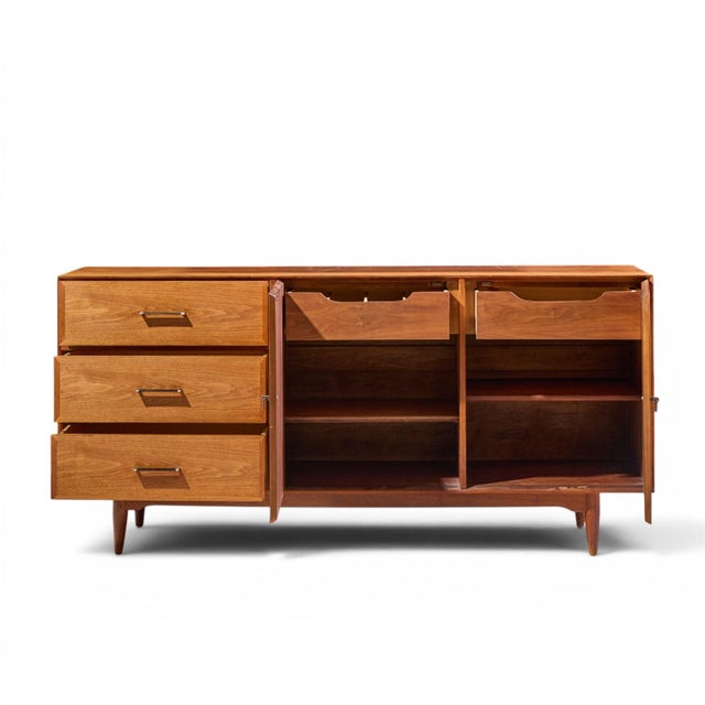 Ramseur Harlequin Mid Century Walnut Credenza and Hutch For Sale - Image 11 of 14