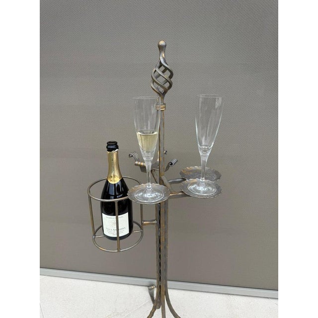 Mid-Century Modern Mid-Century Brutalist Hand-Forged Wrought Iron Bar or Smoking Stand, Austria, 1960s For Sale - Image 3 of 8
