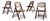 Set of Four Vintage Tortoiseshell Burnt Bamboo Folding Chairs, 1940s For Sale