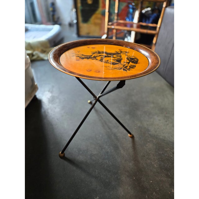 1960s Vintage Mid Century Italian Tole Neoclassical Folding Table For Sale - Image 9 of 10