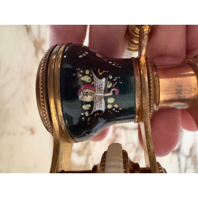 Dark Green Antique French Enamel Opera Glasses Greviere Paris For Sale - Image 8 of 12