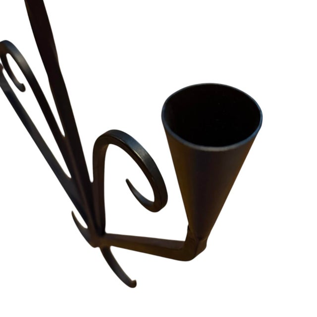 Vintage German Wrought Iron Two-Arm Wall Candle Sconce For Sale - Image 9 of 14