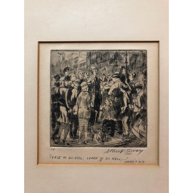 Modern Albert Sway, New York Social Realist Etching Cease To Do Evil Learn To Do Well WPA Artist NYC For Sale - Image 3 of 6