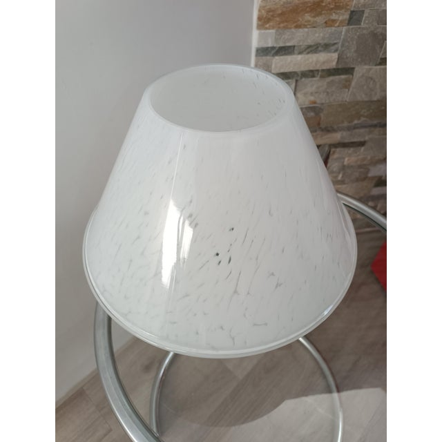 Magnificent mushroom-shaped lamp, model 6282, by Glashütte Limburg. Germany, 1970s. Transparent Limburg glass with white...