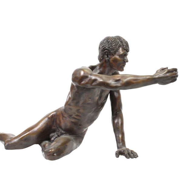 Large Vintage Nude Male Bronze Sculpture by Donald Claude Noel For Sale - Image 4 of 16
