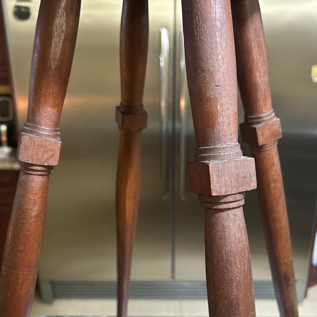 Burnt Umber Handmade, Black Walnut Seat and Mahogany Leg Primitive Stool, Circa 1860s For Sale - Image 8 of 10