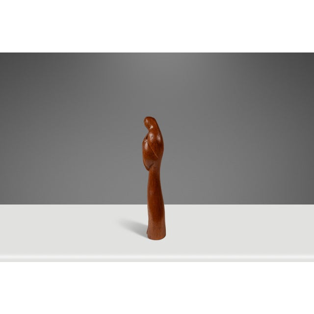 Mid-Century Modern Mid-Century Danish Modern Abstract Hand-Carved Sculpture Depicting Mother Mary in Solid Teak, Usa, C. 1960s For Sale - Image 3 of 18