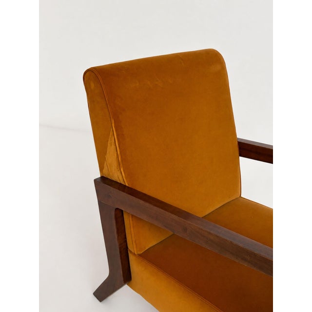 Wood Vintage Italian Armchairs in Orange Velvet, 1960s, Set of 2 For Sale - Image 7 of 13