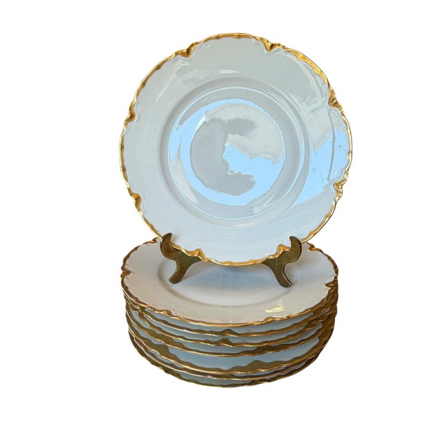 Antique Haviland Limoges European White & Gold Porcelain Dinnerware Set – Habsburg Austria & Racine Bavaria – - 43 pcs For Sale - Image 10 of 17