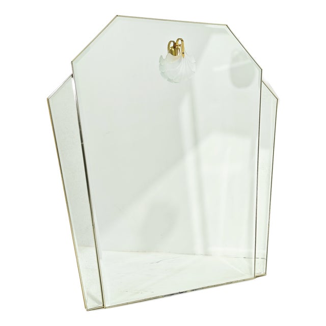 Vintage Italian Wall Mirror with Integrated Light, 1980s For Sale