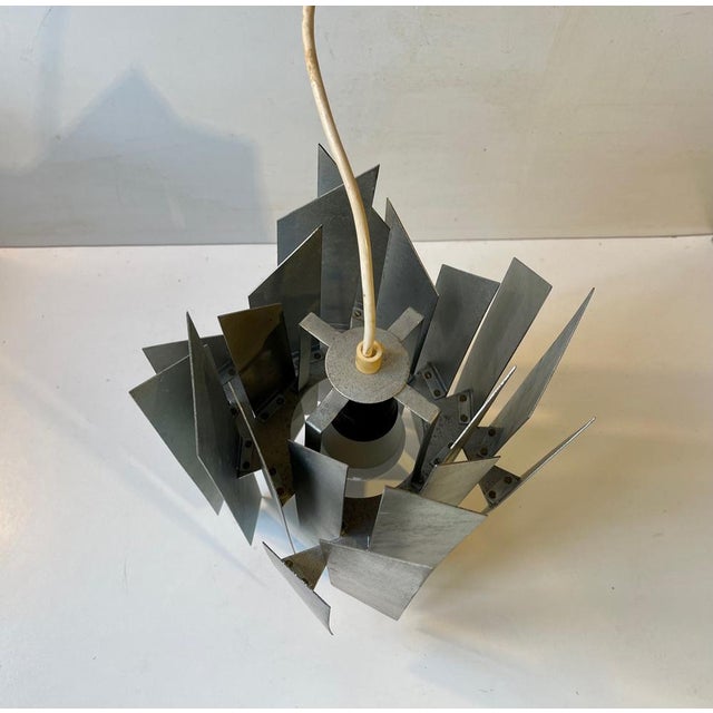 Brutalist Steel Ceiling Lamp by Simon P. Henningsen for Lyfa, 1960s For Sale - Image 6 of 9