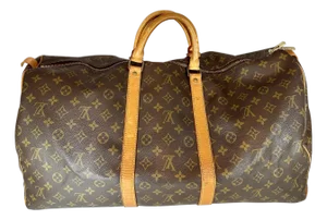 LOUIS VUITTON Brown Monogram Canvas Keepall Luggage Bag 55