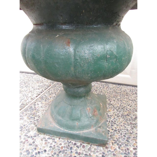 Pair of Antique French Medici Style Cast Iron Urns For Sale - Image 13 of 18