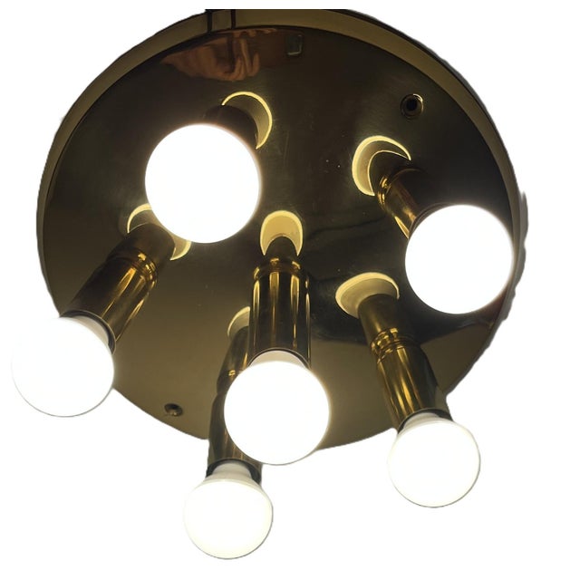 Metal Mid-Century Modern Brass Ceiling Lights with Glass Globes from TZ Leuchten, Germany, 1980s, Set of 2 For Sale - Image 7 of 11