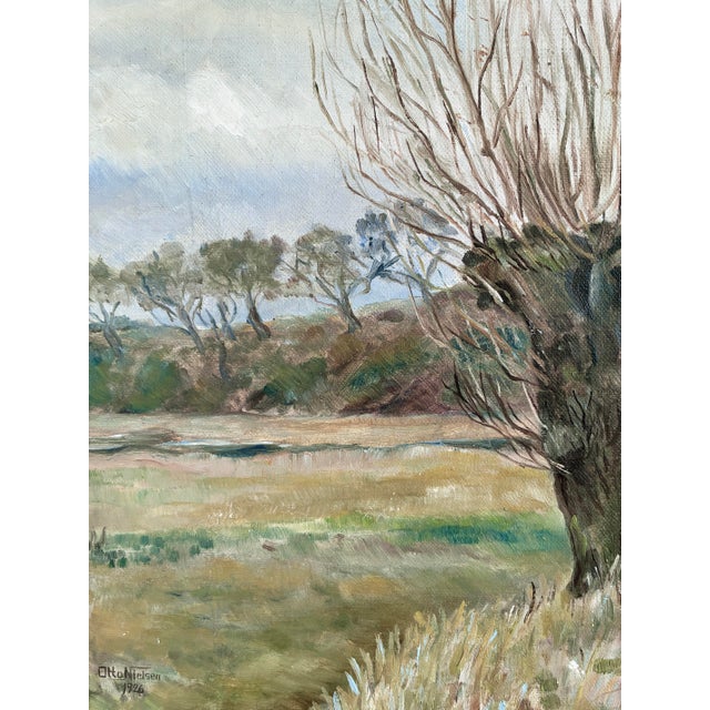 Traditional Antique Original Landscape Oil Painting, Signed Countryside Art For Sale - Image 3 of 11