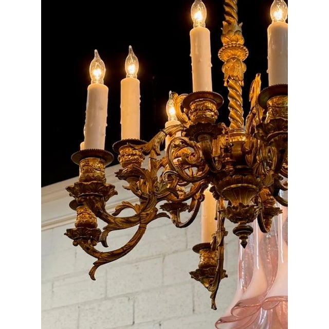 19th Century French Gilt Bronze Chandelier With 12 Lights For Sale - Image 4 of 7