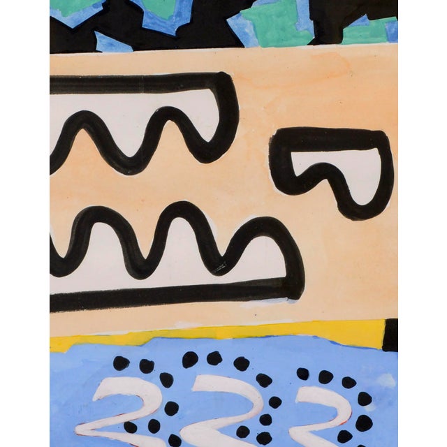 Blue & Peach Abstract by Marc Foster Grant For Sale - Image 4 of 7