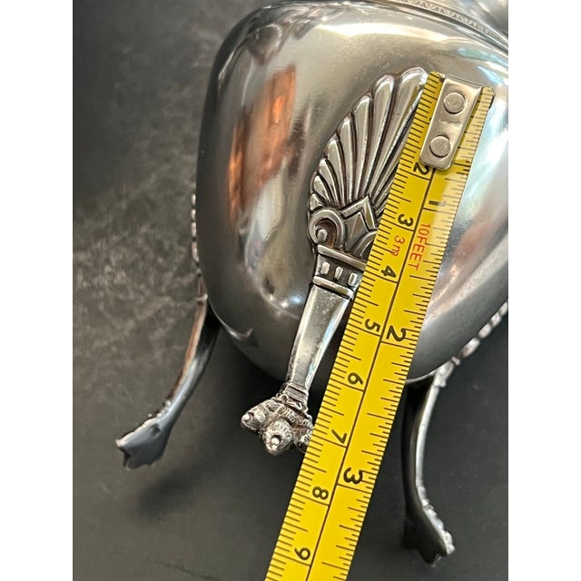 Antique Neoclassical French Silver-Plate Teapot Set Creamer & Sugar Box- 3 Pieces For Sale - Image 9 of 12