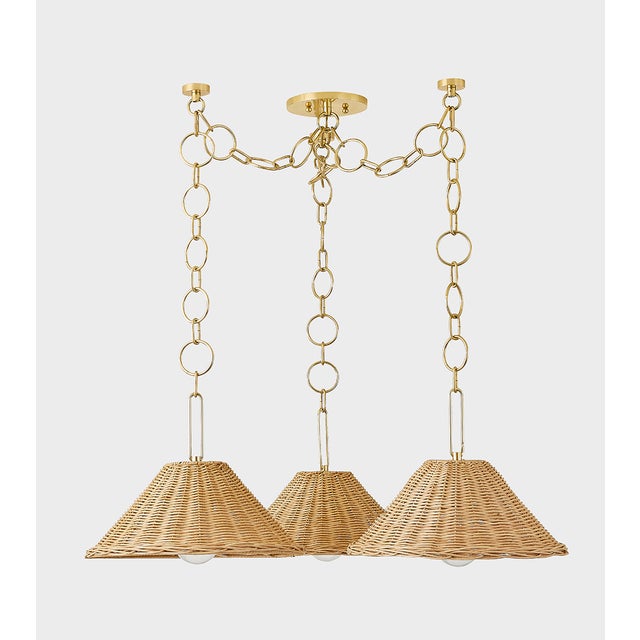 "Updating a classic silhouette with contemporary materiality, Dalia features a large, tapered shade woven from rattan...