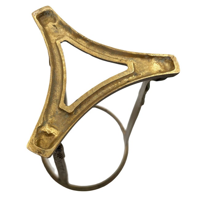 1950s Art Nouveau Style Brass Orb With Embossed Pedistal Desktop Sculpture For Sale - Image 9 of 9