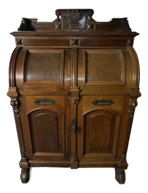 Antique 19th C. Wooton Desk Grade Burl Walnut Patent Pat